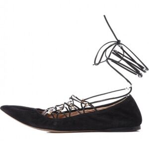 Valentino Garavani Rockstud Lace Up Flats Black
